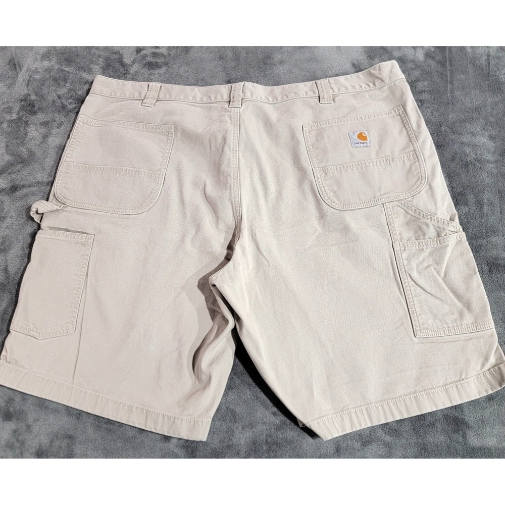 Carhartt Rugged Flex Carpenter Shorts Men 44 Beige Canvas Relaxed Utility Work
